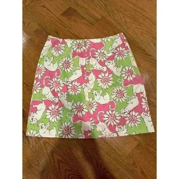 Vintage Lilly Pulitzer Skirt French Fried Size 8 Pink Panther White Label - Picture 3 of 7